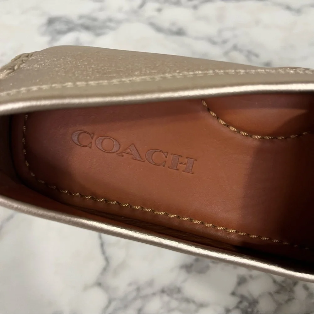 COACH Crosby driver loafers metallic flats equestrian preppy old money size 5 B